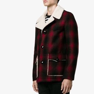 Saint Laurent Men’s Plaid Faux Sherpa Jacket • Size 46/ Mens Small